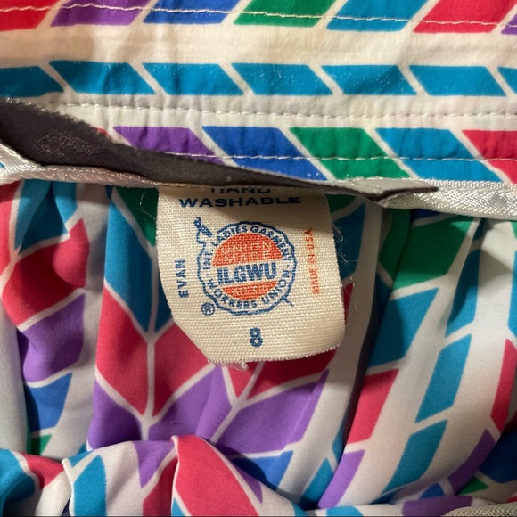 Vintage Evan Picone Multicolour Chevron Pattern Pleated Skirt Size 8 - Picture 13 of 14